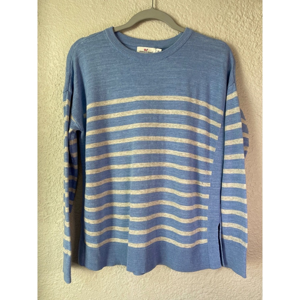 Vineyard Vines Women's XS Striped Cotton Sweater Blue Cream Casual